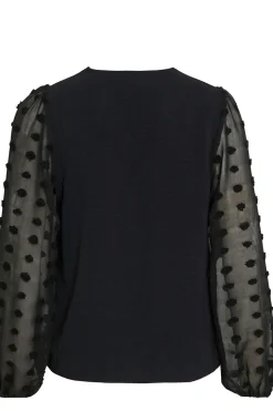 Vila Blusa con plumeti en mangas Negro Hot