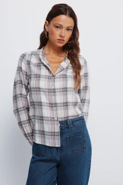 Springfield Blusa cuadros marr&oacute;n Outlet