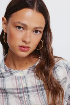 Springfield Blusa cuadros marr&oacute;n Outlet