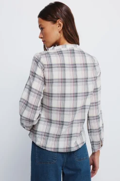 Springfield Blusa cuadros marr&oacute;n Outlet