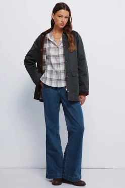 Springfield Blusa cuadros marr&oacute;n Outlet