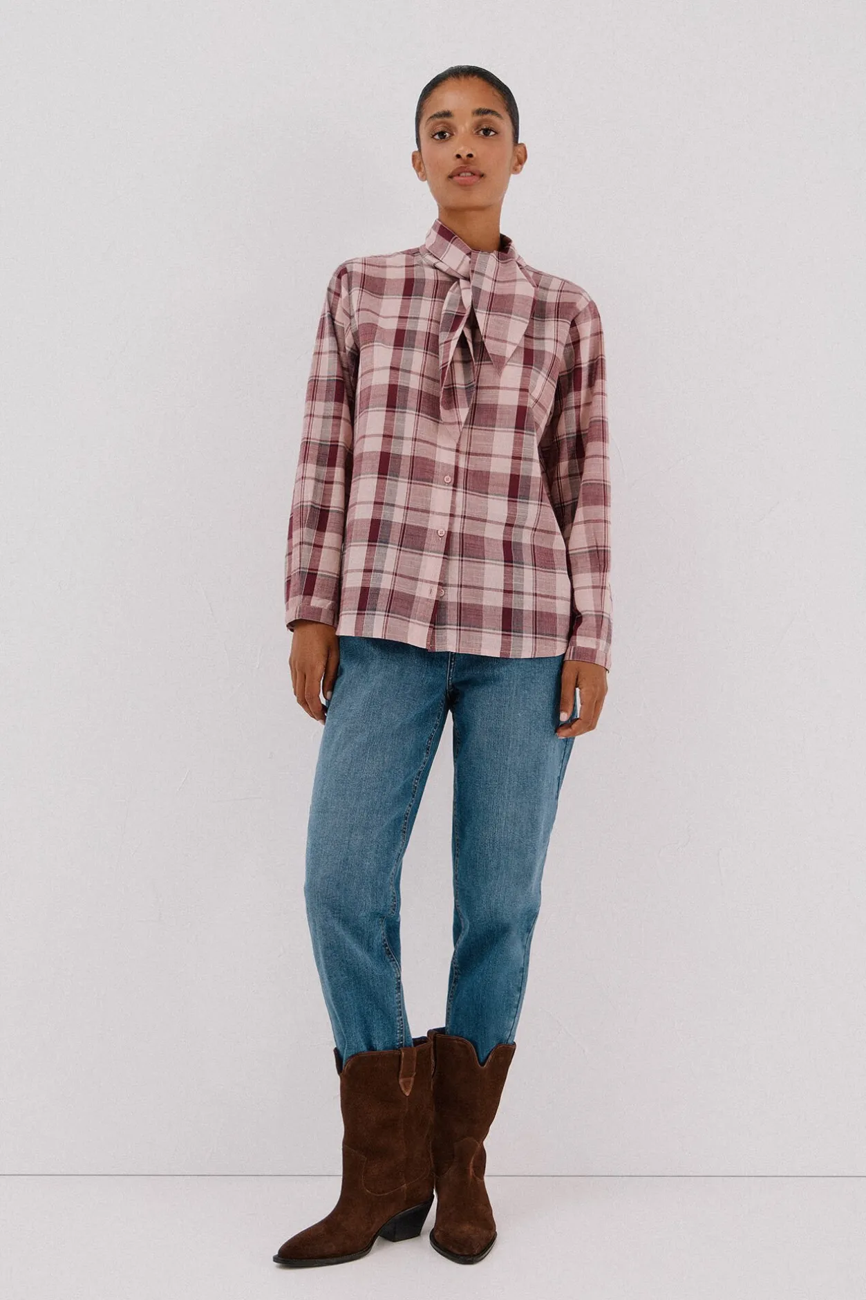 Cortefiel Blusa cuadros lazada Multicolor New