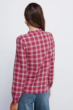 Springfield Blusa cuadros volante tapeta naranja Clearance