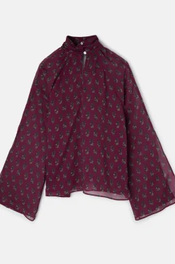 Silbon Blusa cuello estampado motivos Granate Outlet