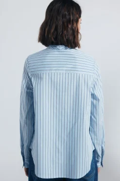 Springfield Blusa cuello lazo rayas azul New