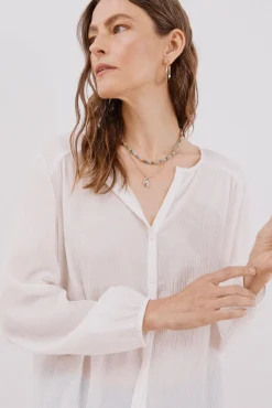 Cortefiel Blusa cuello redondo Blanco