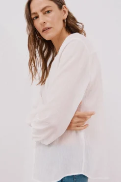 Cortefiel Blusa cuello redondo Blanco