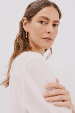 Cortefiel Blusa cuello redondo Blanco