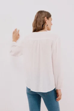 Cortefiel Blusa cuello redondo Blanco