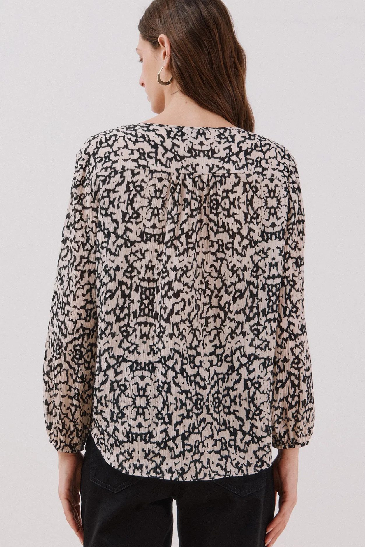 Cortefiel Blusa cuello redondo Estampado blanco Best