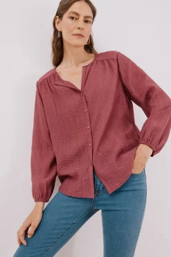Cortefiel Blusa cuello redondo Vino Sale