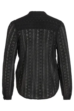 Vila Blusa de encaje con manga larga Negro New
