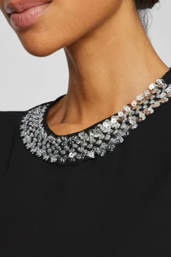 Vila Blusa de gasa con pedrería en el cuello Negro Best