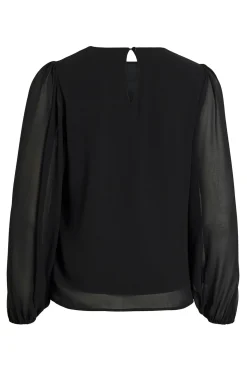 Vila Blusa de gasa con pedrería en el cuello Negro Best