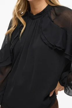 Vila Blusa de gasa con volantes Negro Best