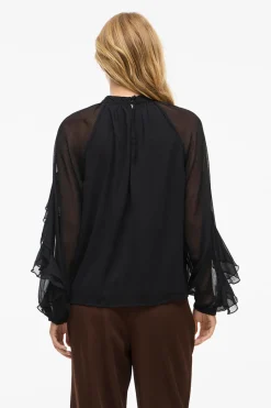 Vila Blusa de gasa con volantes Negro Best