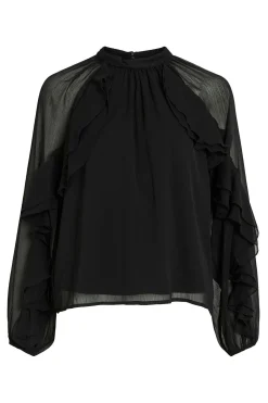 Vila Blusa de gasa con volantes Negro Best