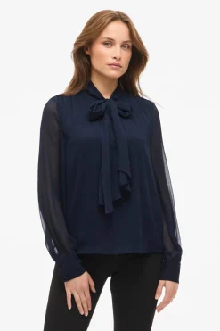 Vila Blusa de manga larga Azul marino Outlet