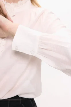 Vila Blusa de manga larga con bordado inglés Blanco Hot