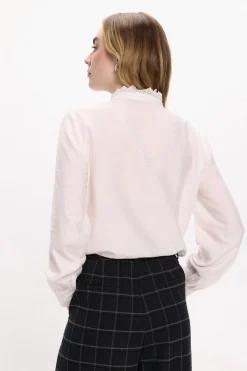 Vila Blusa de manga larga con bordado inglés Blanco Hot