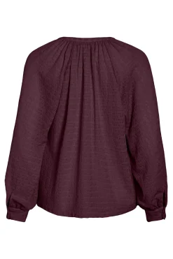Vila Blusa de manga larga con cuello mao Granate