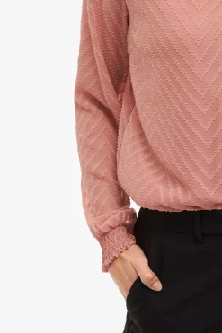 Vila Blusa de manga larga con cuello alto Rosa Discount