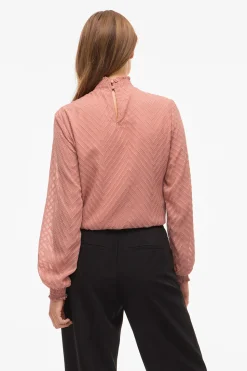 Vila Blusa de manga larga con cuello alto Rosa Discount