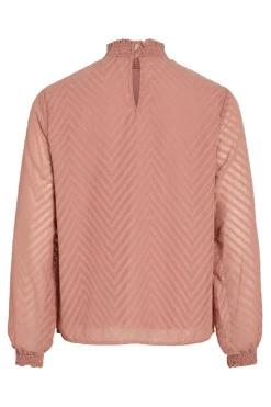 Vila Blusa de manga larga con cuello alto Rosa Discount