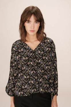 Grace & Mila Blusa de manga larga estampada Negro