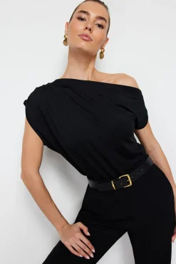 Trendyol Blusa de punto negro