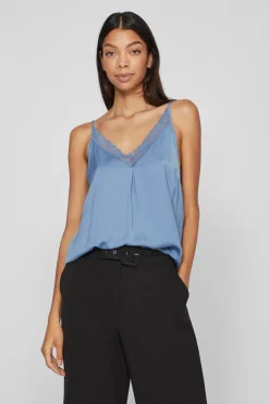 Vila Blusa de tirantes ajustables fluida Azul Sale