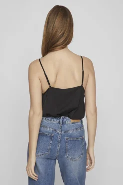 Vila Blusa de tirantes ajustables fluida Negro Discount