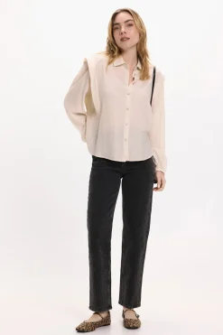 Vila Blusa de viscosa con detalles lúrex Beige Hot