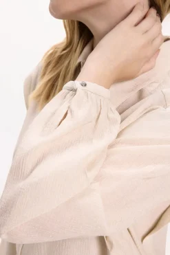 Vila Blusa de viscosa con detalles lúrex Beige Hot