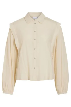 Vila Blusa de viscosa con detalles lúrex Beige Hot