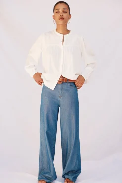 Cortefiel Blusa detalle bordado Blanco New