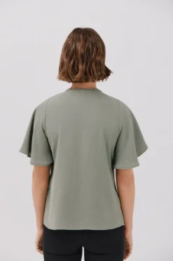 Cortefiel Blusa encaje volantes Kaki New