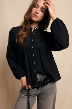 Slowlove Blusa encajes Negro