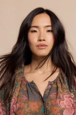 Slowlove Blusa estampada fluida Estampado verde Online