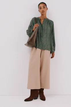 Cortefiel Blusa estampada lurex Estampado verde Discount