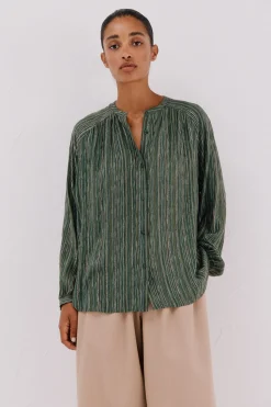 Cortefiel Blusa estampada lurex Estampado verde Discount