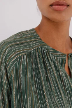 Cortefiel Blusa estampada lurex Estampado verde Discount