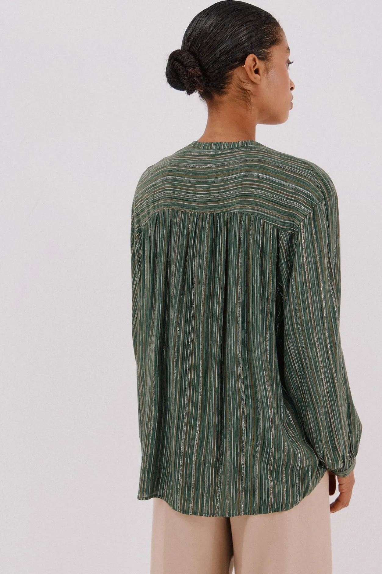 Cortefiel Blusa estampada lurex Estampado verde Discount