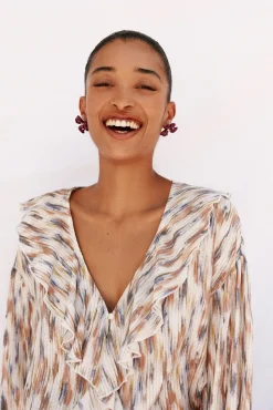 Cortefiel Blusa estampada volantes Multicolor Discount