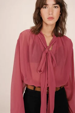 Grace & Mila Blusa fluida con lazada Rosa Best