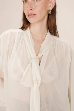 Grace & Mila Blusa fluida con lazada Blanco Best