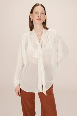 Grace & Mila Blusa fluida con lazada Blanco Best