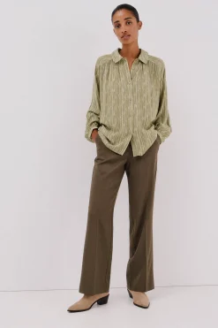 Cortefiel Blusa fluida estampada lurex Estampado verde Clearance