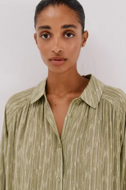 Cortefiel Blusa fluida estampada lurex Estampado verde Clearance