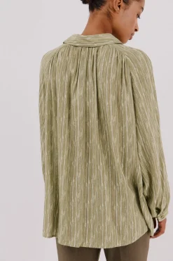 Cortefiel Blusa fluida estampada lurex Estampado verde Clearance